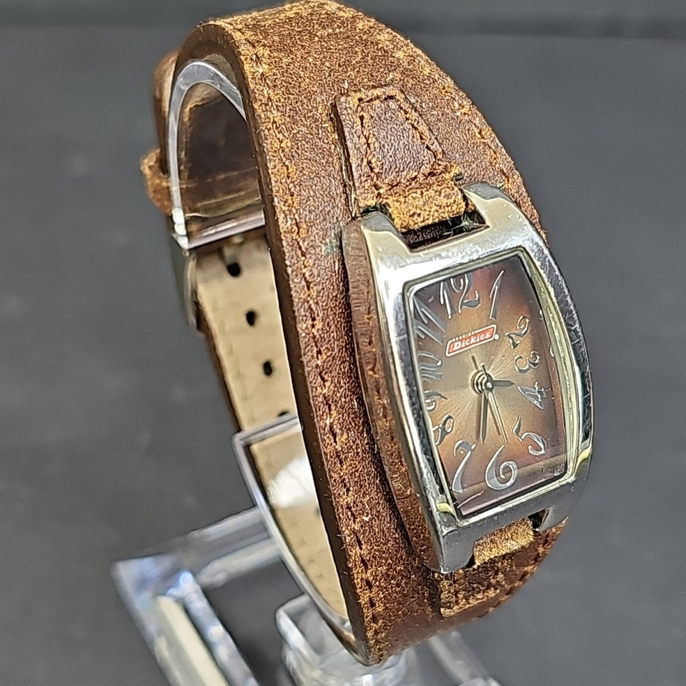 Dickies Raw Leather Womens Watch Brown New Battery